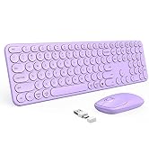 Purple Keyboard and Mouse Wireless, PEIOUS Cute Wireless Keyboard and Mouse with USB and Type C R...