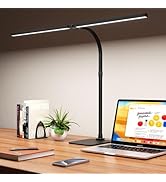 Kaulsoue Desk Lamp Architect Task Dual Head Modern Flexible Gooseneck Tall Dimmable Light for Hom...
