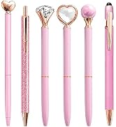 YOXMJDB Pink Pens for Women, 6 Pcs Cute Pens Ballpoint Pen Bulk, 1.0mm Medium Point Black Ink, Of...