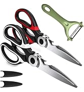 2Pcs Kitchen Scissors with Peeler - Heavy Duty Stainless Steel, Multipurpose Ultra Sharp Food Kit...