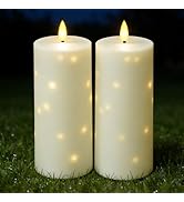kakoya Large Solar Flameless Candles Outdoor Waterproof 10" x 4",2Pcs LED Pillar Candles Included...