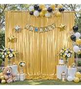 10x10ft Gold Sequin Backdrop Curtain for Parties Glitter Photo Backdrop Wrinkle Free Polyester Dr...