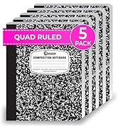Rosmonde Graph Paper Composition Notebook, 5 Pack, 200 Pages (100 Sheets), Quad Ruled Composition...