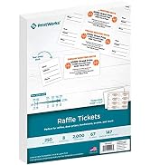 PrintWorks Raffle Tickets, Perforated Cardstock for Tickets with Tear-Away Stubs, 8.5 x 11, 67lb/...