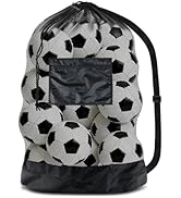 BROTOU Extra Large Soccer Ball Net Bag, 40" x 30" Drawstring Mesh Ball Bag with Zipper Pocket, Sp...