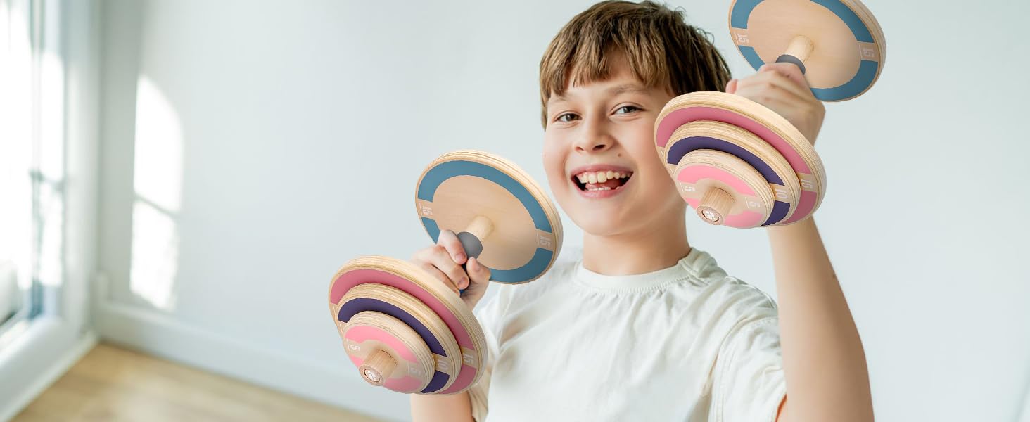 Kids Wooden Workout Play Weights