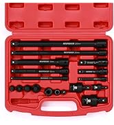 MIXPOWER 18-Piece Drive Tool Accessory Set, Includes Socket Adapters, Extensions and Universal Jo...