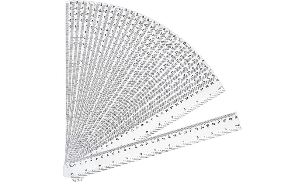 Clear plastic rulers: a bulk set with dual scales for school, office, and craft projects