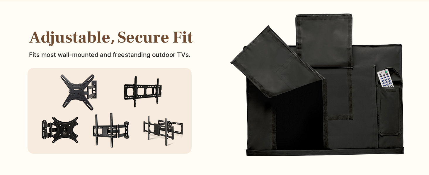 Fits Wall-Mounted and Freestanding Outdoor TVs with Rear Opening Design