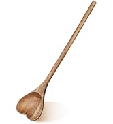 ULTECHNOVO Heart Shaped Wooden Dessert Spoon Long Handle Reusable Mixing Spoon for Household Baki...