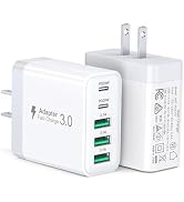 2Pack USB C Fast Charger Block, 60W 5-Port USBC Wall Charger Plug Adapter | PD20W USB-C & QC 3.0 ...