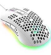 KUIYN 383 Ultralight Wired Gaming Mouse, Lightweight Honeycomb Shell, 4 RGB Breathing Backlit Mic...