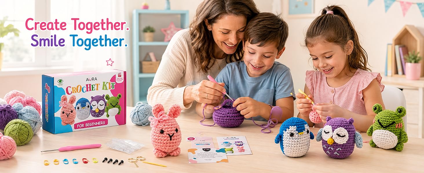 make your own little friends crochet kit for beginners kids 4 pack animal
