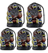 BROTOU Extra Large Sports Ball Bag Mesh, 5PCS Soccer Ball Bag Heavy Duty Drawstring Bags, Team Wo...
