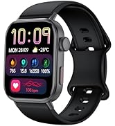 Black Smart Watche for Men/Women,1.75" fitness trackers with Heart Rate Monitor/Flashlight , IP67...