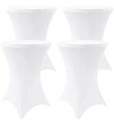 Moosfor Spandex Cocktail Table Covers 4 Pack, Elastic Fitted Stretch Table Cloth, Round High Top ...
