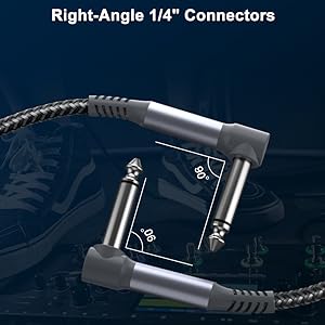 Right-angle guitar pedal cables