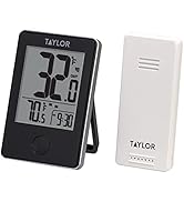 Taylor Wireless Digital Indoor Outdoor Thermometer, Black