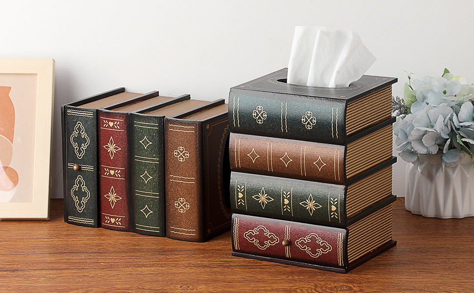 book tissue box holder vintage