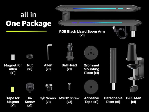 White cable management podcast equipment mic stand gaming accessories microphone pc arm home office