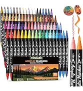 TOSHARE 72 Colors Acrylic Paint Markers - Dual Tip Paint Pens with Brush & Fine Tip Waterproof Co...