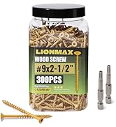 LIONMAX Deck Screws 2-1/2 Inch, Wood Screws #9 x 2-1/2", 300 PCS, Rust Resistant, Exterior Epoxy ...