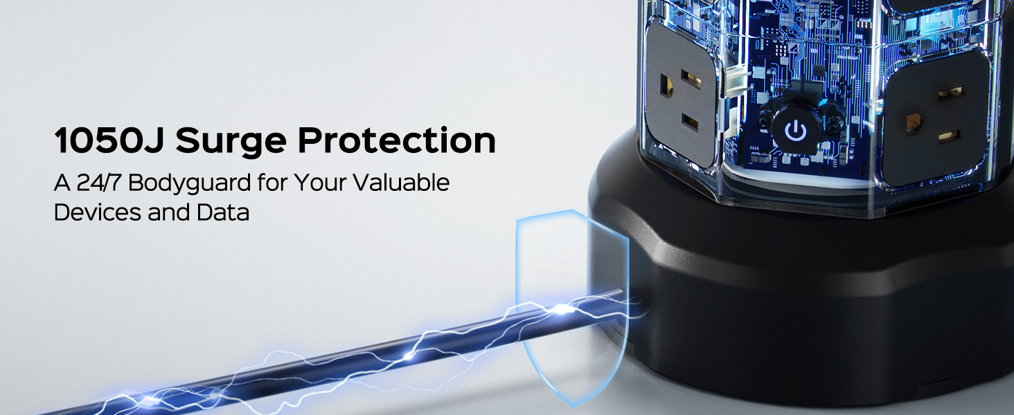 power strips with 1050J surge protection