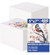 400 Sheets 5x7 Inch Watercolor Paper Bulk, 140lb /300GSM White Cold Press Water Color Paper for K...