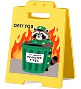 MQCLYSG Funny Fun Gag Desk Sign Cubicle Decor Dumpster Fire Warning Caution Sign Inspirational Gi...