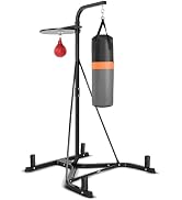 SPORFIT 2-in-1 Punching Bag Stand for Adults, Heavy Bag Stand with Height Adjustable Speed Bag, W...