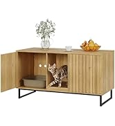 Fienveorn Cat Litter Box Enclosure for 2 Cats, 47.6’’ Litter Box Furniture Hidden with Cat Scratc...