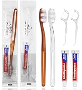 Gisdo 100 pcs Disposable Toothbrushes with Toothpaste Floss Individually Wrapped, 2 Color Disposa...