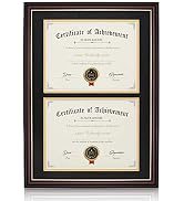 ELSKER&HOME Double Document/Photo Wood Frame-Made for Certificates&Diploma for Two 8.5x11 Inch wi...
