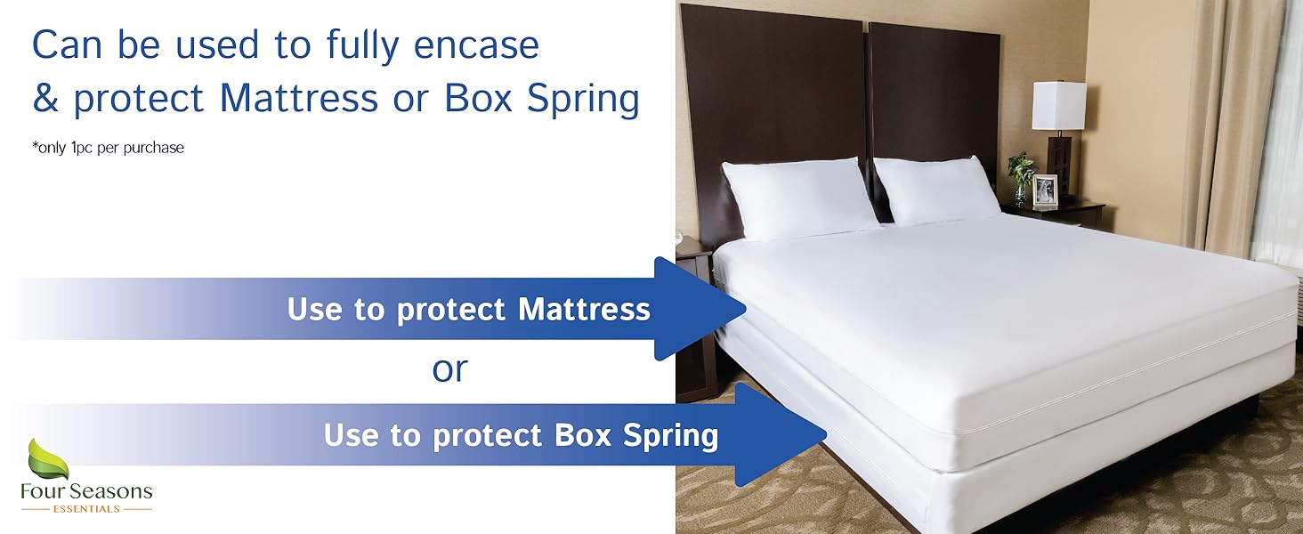 mattress protector or box spring protector can be used on either