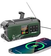 Emergency Weather Radio with IPX5 Waterproof Portable Bluetooth Speaker,USB-C Solar Hand Crank,NO...