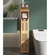 AmazerBath Bathroom Toilet Paper Storage Cabinet Bamboo, Toilet Paper Holder with Storage, Small ...