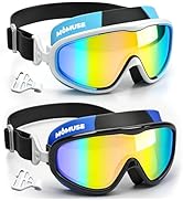 MOMUSE 2PC Kids Swim Goggles with Comfort Fabric Strap, Swimming Goggles with UV Protection & Ant...
