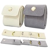 Fryhow 2 PCS Mini Travel Jewelry Bag with Buckle,Portable Foldable Roll Bag for Earrings, Rings, ...