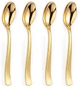 Liacere 360Pcs Plastic Spoons - 6.7 inch Heavy Duty Plastic Spoons-Heavyweight Gold Disposable Sp...
