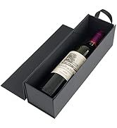 RYDDOY Wine Gift Box, 12.8x3.7x3.7 Inches Black Wine Bottle Boxes With Handle for Liquor and Cham...