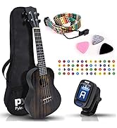 23-Inch Mahogany Concert Ukulele Kit - Traditional 4-String Professional Ukulele Concert Bundle w...
