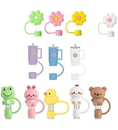 12pcs Stanley Cup Silicone Straw Lids, Stanley 40oz Tumbler Mini Cute Straw Lid Tops with 10mm St...