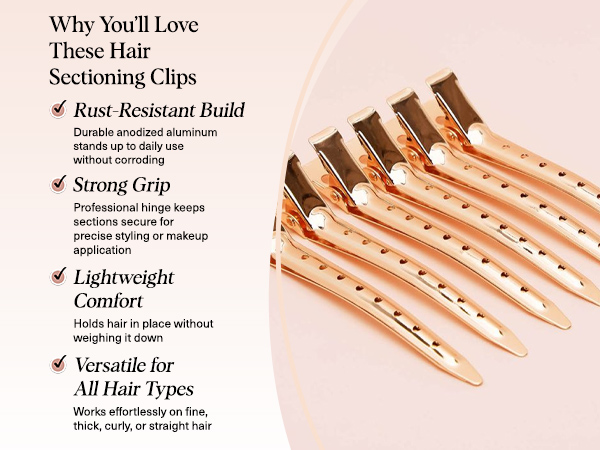 Kitsch Professional Alligator Clips for Hair Styling – 3.5" Aluminum Hair Sectioning Clips