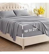 Bedsure Deep Pocket Queen Sheets Set - Fits Mattresses Up to 21 Inches Thick - 4 Piece GentleSoft...