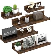 Giftgarden Wall Mounted Floating Shelves Set of 5, Rustic Wood Wall Shelves for Bathroom, Bedroom...