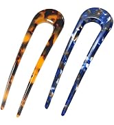 French Hair Forks Tortoise Shell French Hair Pins For Buns,5 Inch Cellulose Acetate U Shape Chign...