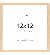JCJMY 12x12 Picture Frame, Solid Wood Frame, Display 8x8 with Mat or 12 x 12 without Mat, Wooden ...