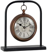 NIKKY HOME Small Retro Desk Clock, Silent Non-Ticking Classic Battery Operated Decorative Table M...