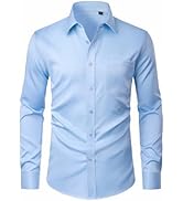 J.VER Men's Dress Shirts Stretch Stain Shield Button Down Shirt Solid Formal Business Casual Long...