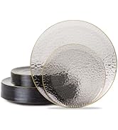Hioasis 60pcs Black and Gold Plastic Plates - Hammered Disposable Plates,Black Plates Disposable ...